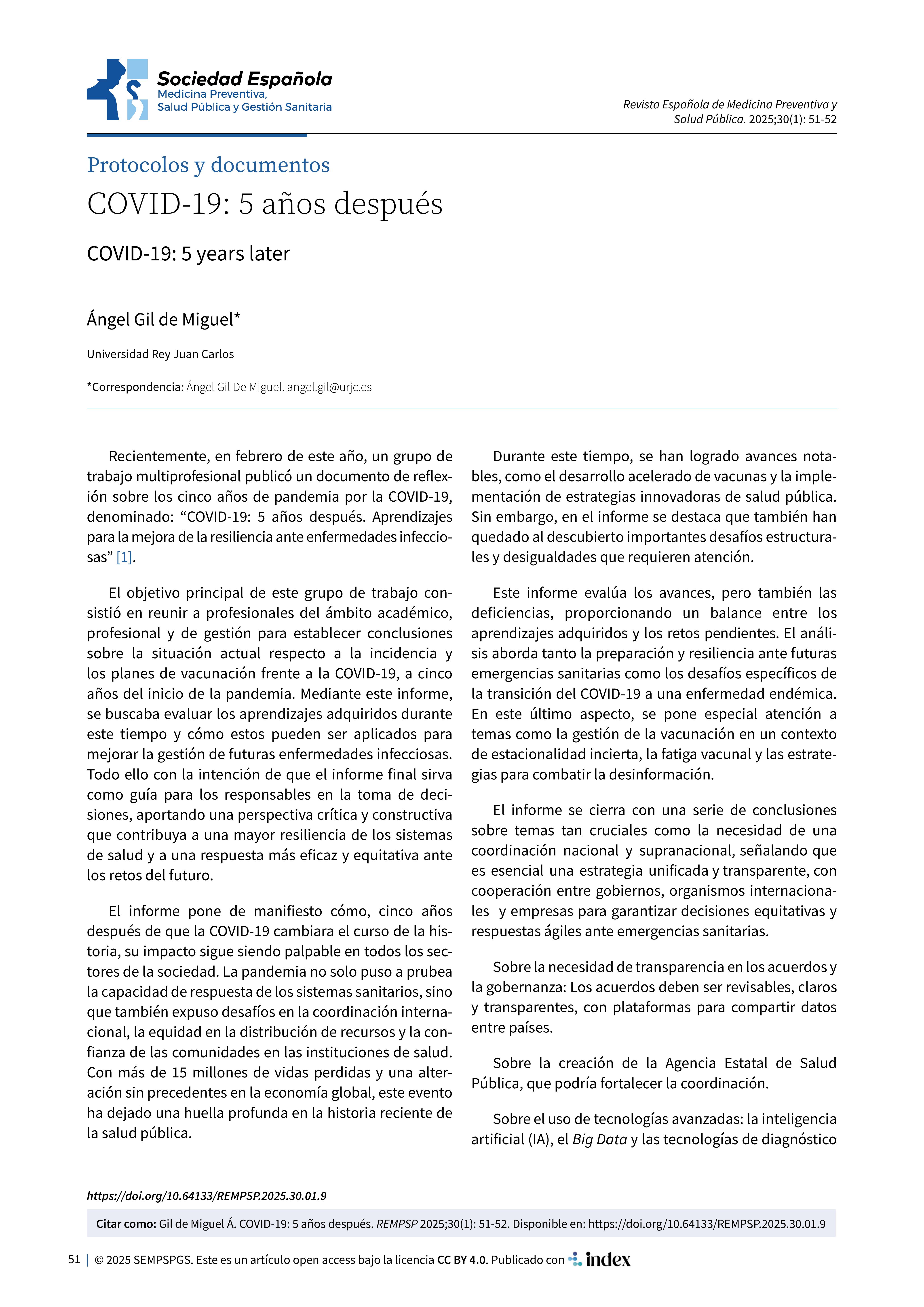 Revista Española de Medicina Preventiva y Salud Pública