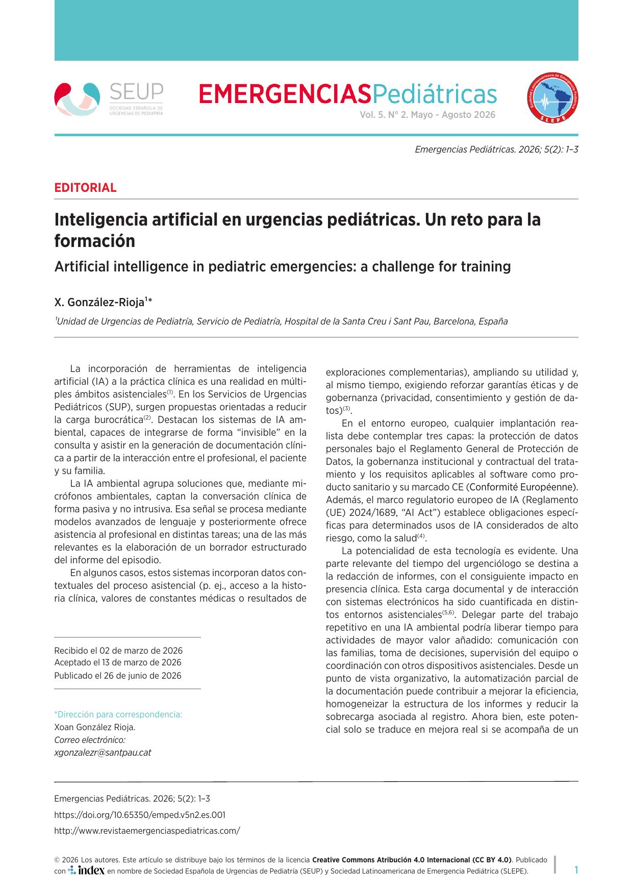 Inteligencia artificial en urgencias pediátricas. Un reto para la formación