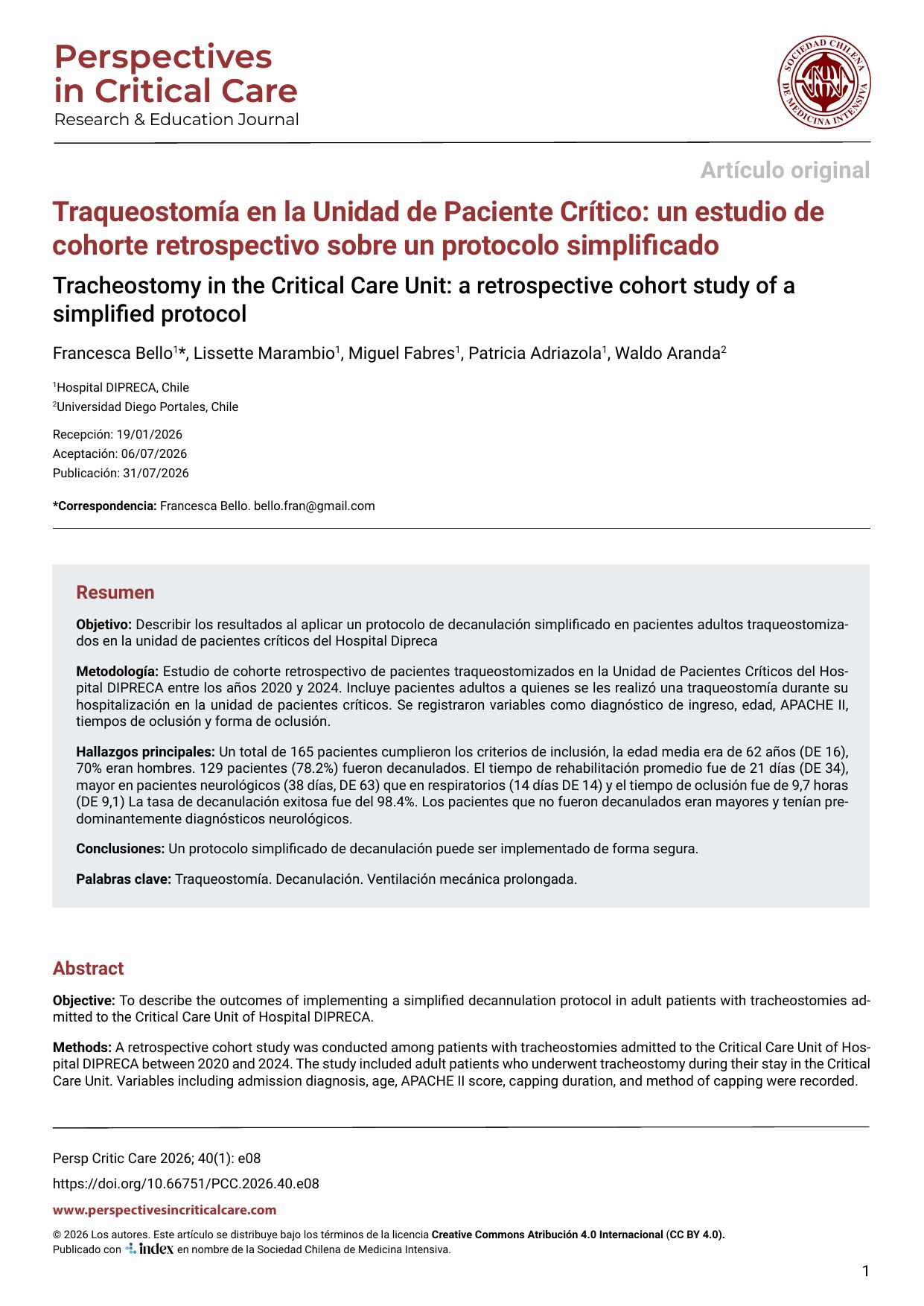 Traqueostomía en la Unidad de Paciente Crítico: un estudio de cohorte retrospectivo sobre un protocolo simplificado