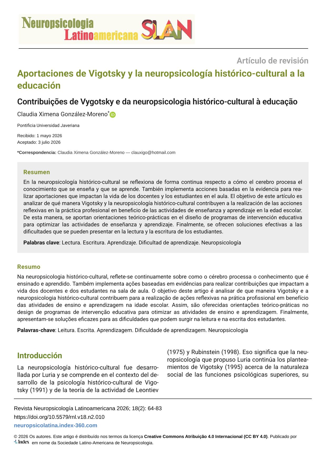 Aportaciones de Vigotsky y la neuropsicología histórico-cultural a la educación