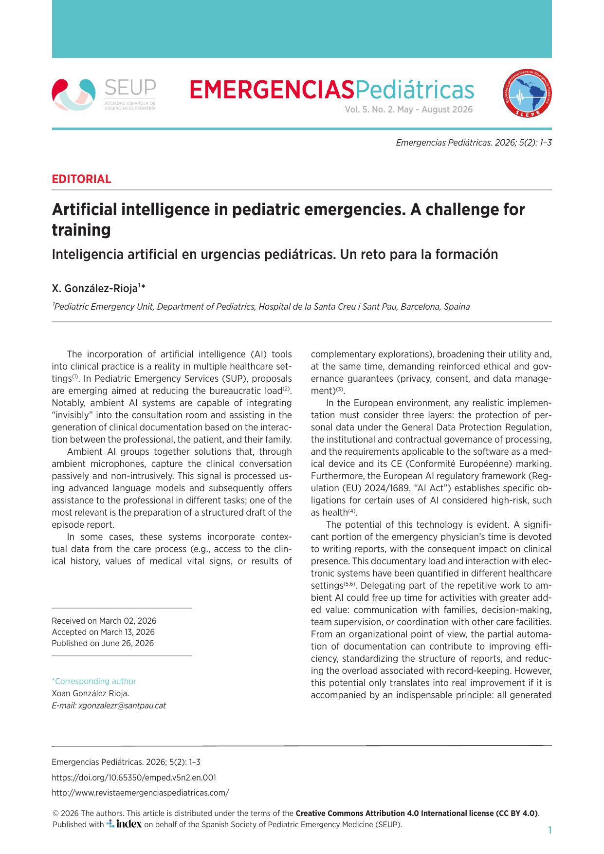 Artificial intelligence in pediatric emergencies. A challenge for training